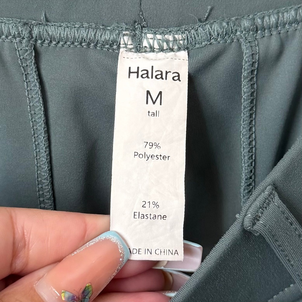 Halara Pants Medium Tall Sage Green High Waisted Pleated Wide Leg Day Stretch - Picture 8 of 9